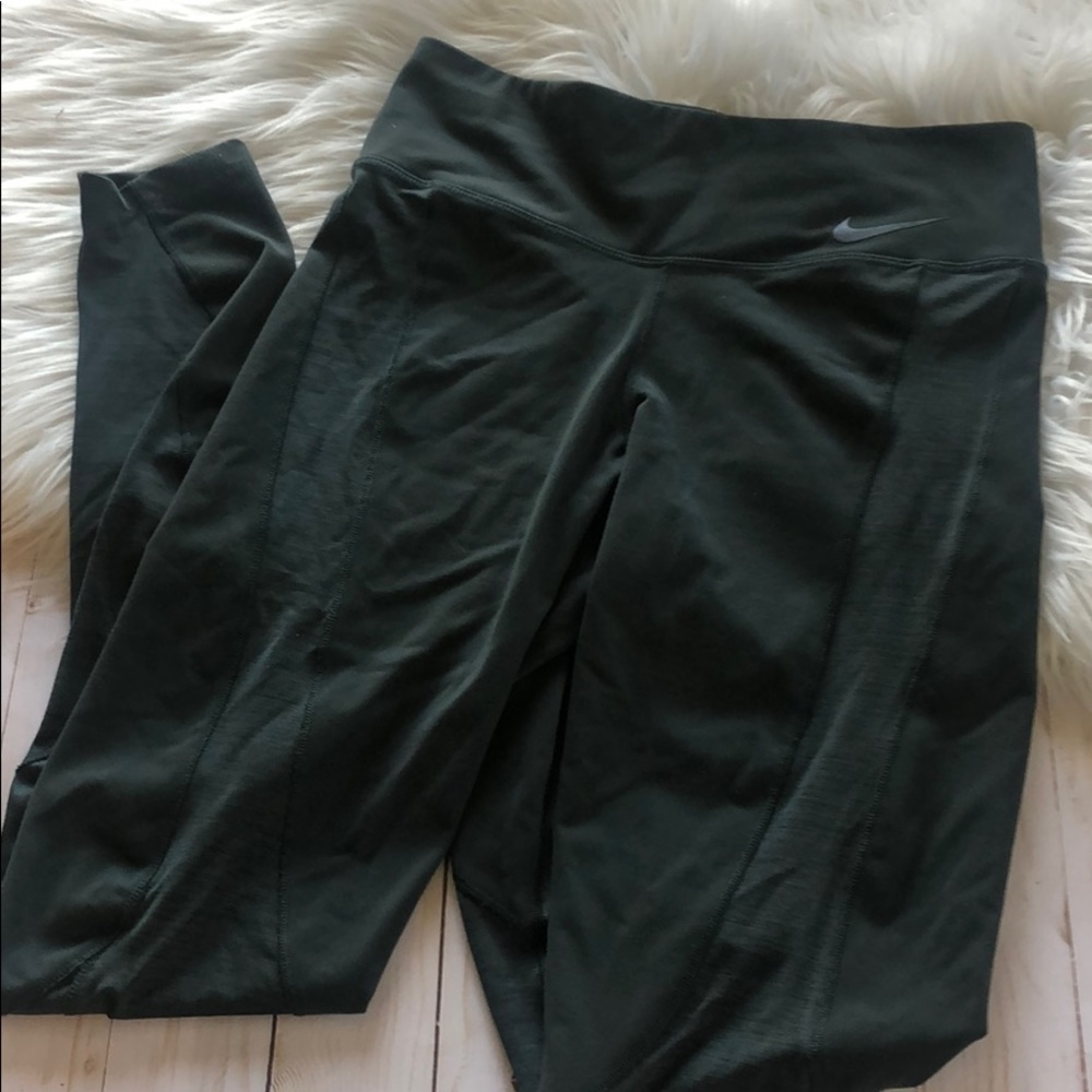 Nike dark green dri fit LEGGINGS  size s EUC